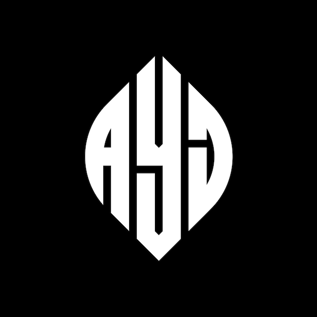 AYJ circle letter logo design with circle and ellipse shape AYJ ellipse letters with typographic style The three initials form a circle logo AYJ Circle Emblem Abstract Monogram Letter Mark Vector