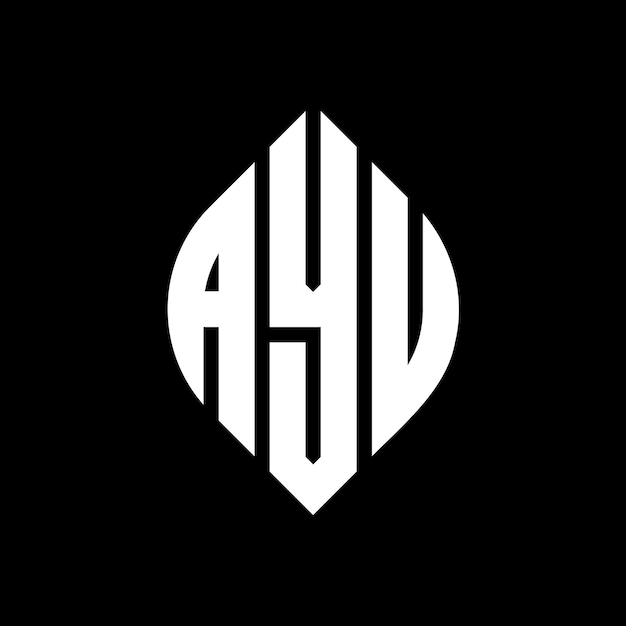 AYU circle letter logo design with circle and ellipse shape AYU ellipse letters with typographic style The three initials form a circle logo AYU Circle Emblem Abstract Monogram Letter Mark Vector