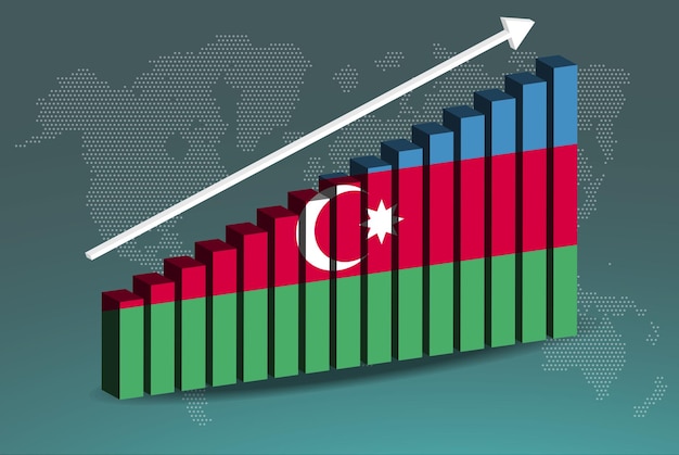 Azerbaijan 3D bar chart graph vector upward rising arrow on data country statistics concept