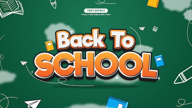 Back to School Vector Banner and Background with 3D Text Effect Funny and Childhood