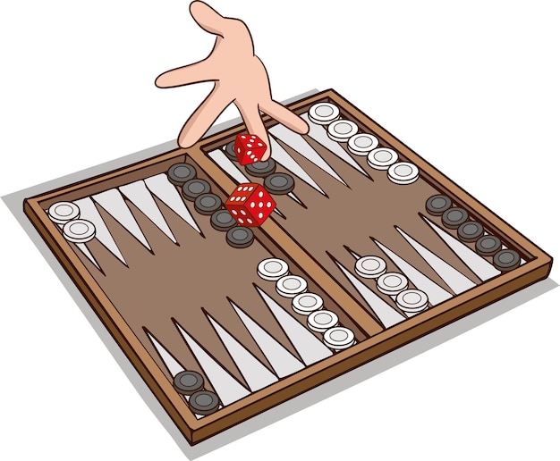 Backgammon Game with Dice and Pieces