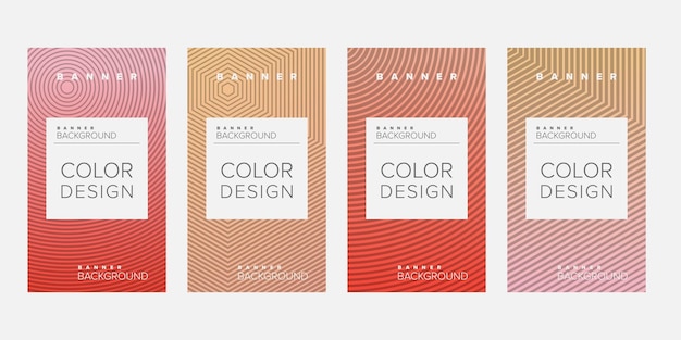 Background banner geometric line color design vector vertical banner set