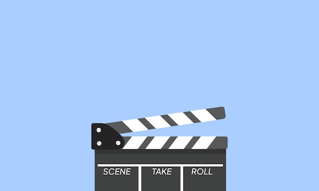 Background film clapper board icon on color background Blank movie clapper cinema vector