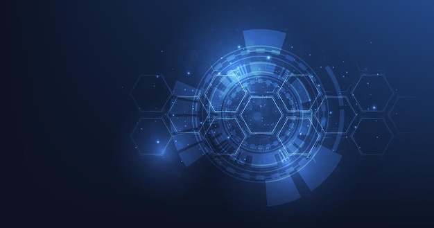 Background of hexagon geometric on circle dark blue pattern bright