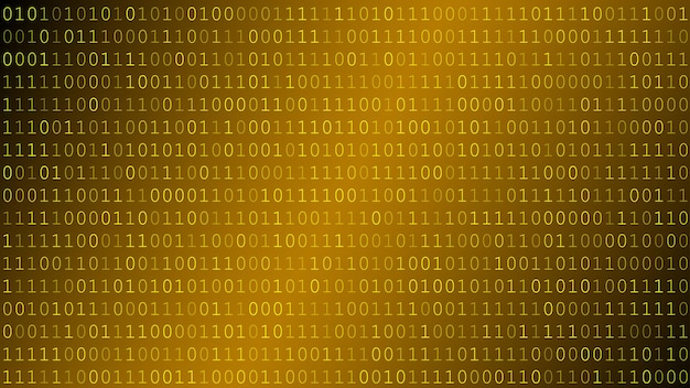 Background of zeros and ones in dark yellow colors
