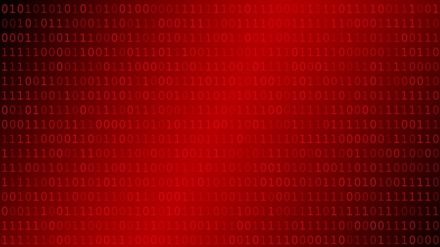 Background of zeros and ones in red colors