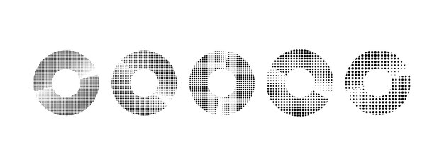 Background set with halftone radial gradient effect