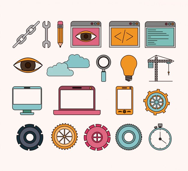 background with set of elements building or architecture