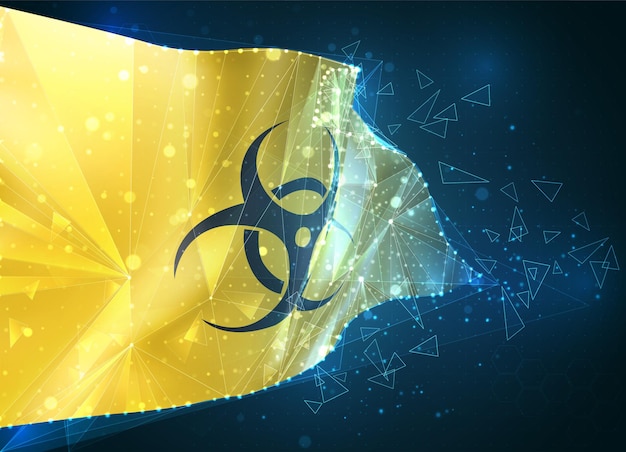 Bacterial hazard , 3d flag on blue background with hud interfaces