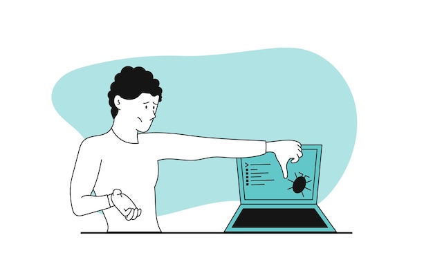 bad app development and man sad vector illustration concept application warning and network