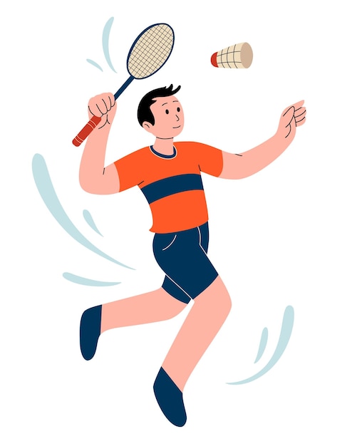 Badminton championship illustration one badminton player jumping smash shot character for sport