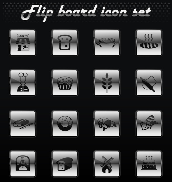 Bakery vector flip mechanical icons for user interface design