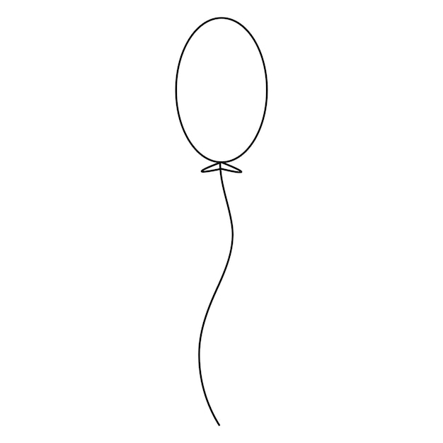 Balloon continuous single line art celebration decoration concept outline vector illustration