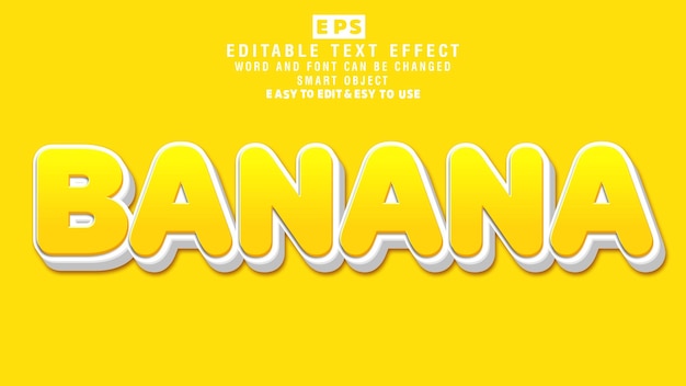 banana 3d editable text effect vector with background