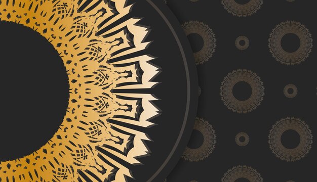 Baner of black color with Greek gold ornaments for design under your logo