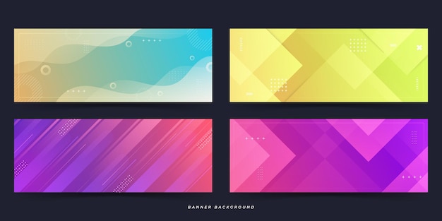 banner background colorful gradation varied abstract memphis style 4 sets of collections