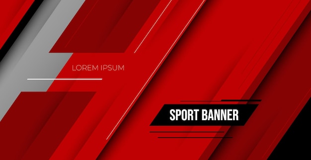 banner red rectangle polygonal abstract