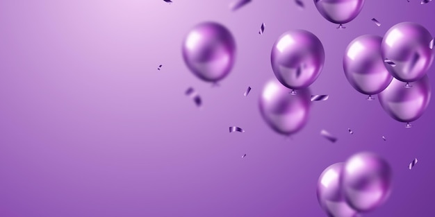 Banner template vector background design purple 3d balloon beautiful illustration