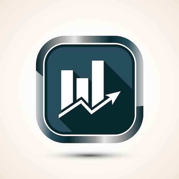 Bar chart icon design illustration Graph icon Growth sign Growth chart Gray shadow button design