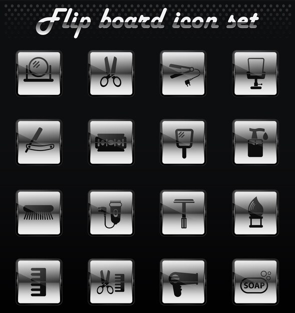 barbershop vector flip mechanical icons for user interface design