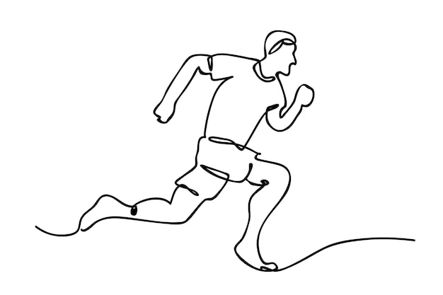 Barefoot man runner simple vector one liner hand draw outline sketchbarefoot