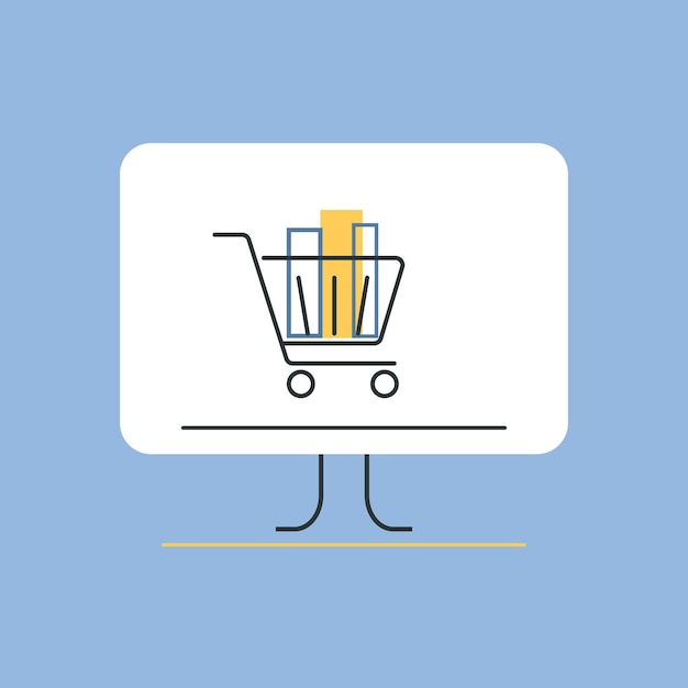 basket shopping cart order to collect iron purchases put it in the basket vector illustration