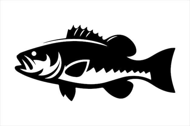 Bass Fish vector silhouette art illustration
