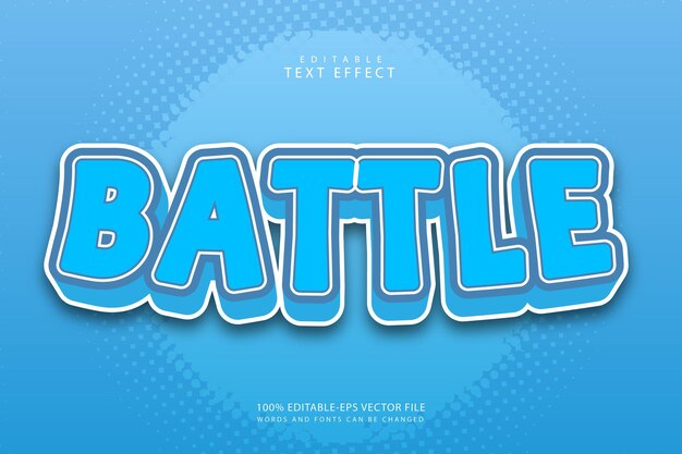 Battle editable text effect 3 dimension emboss cartoon style