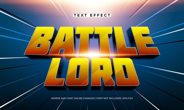 battle lord editable text effect with a knight and hero text style