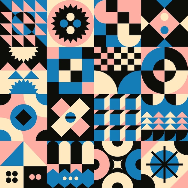 bauhaus geometric block wall pattern seamless modern