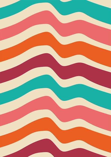 Bauhaus Minimalist Contemporary Geometric Composition cheerful waves pink turquoise orange Poster