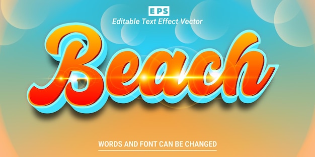 Beach Sale 3d  Editable Text Effect Vector With Background