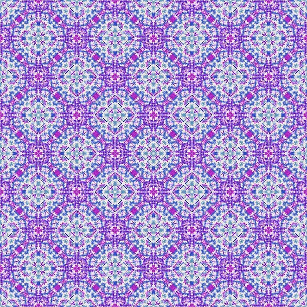Beautiful fantastic blue and violet dot abstract blossom mandala seamless pattern background