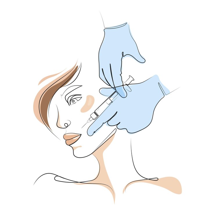 Vektori beauty injections concept one line drawing logo emblem vector