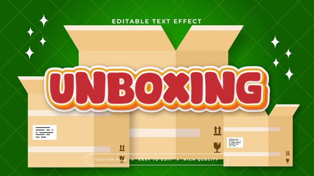 Beige green and red unboxing 3d editable text effect font style