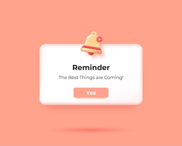Bell reminder notification 3d design