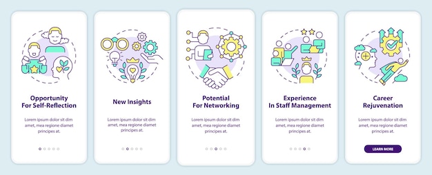 Benefits for mentors onboarding mobile app screen