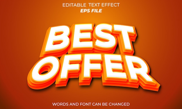 best offer text effect 3d editable text vector template