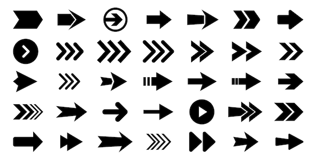 Big black arrows flat icon set vector arrow Collection