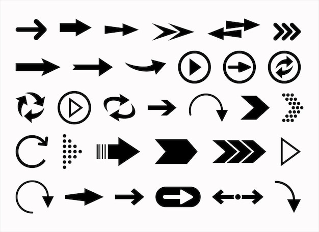 Big collection of different arrows black icons vector illustration
