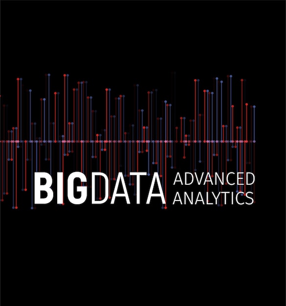 Big data -abstraktin vektorin visualisointi Viivojen ja pisteiden muodostama kokonaisuus Big data -yhteys monimutkainen Graafinen fraktaalielementin tausta Vektorikuvitus