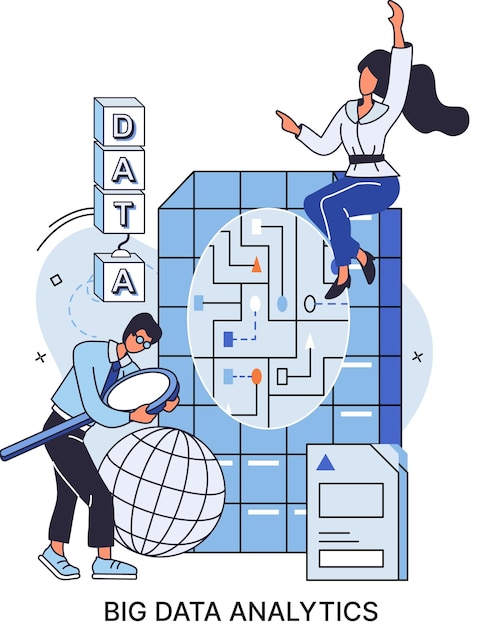 Big data analytics Process of analyzing complex data sources for effective business decisions metaphor