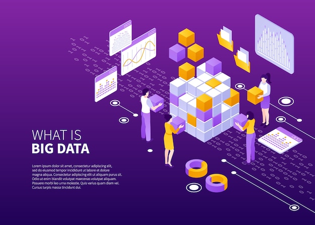 Big data background in isometric view