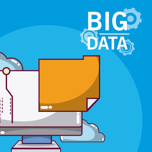Big data computer with folder and cloud 