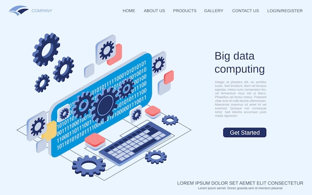 big data computing modern 3d isometric vector concept