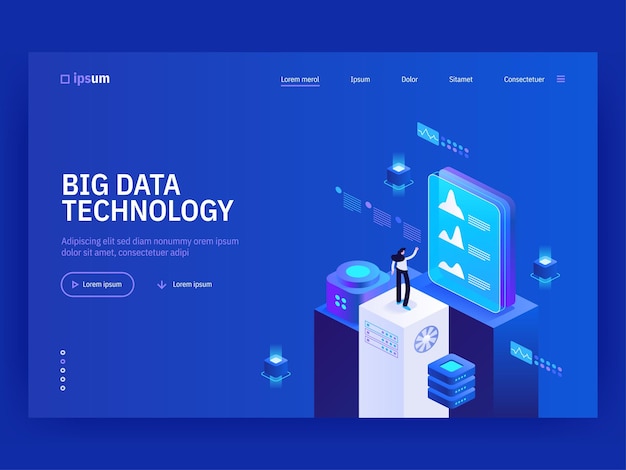 Big data technology website landing page template