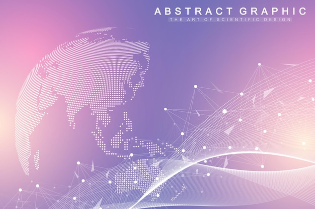 Big data visualization. Graphic abstract background communication. Perspective backdrop. Minimal array. Digital data visualization. Representing the global, international meaning. Vector illustration.