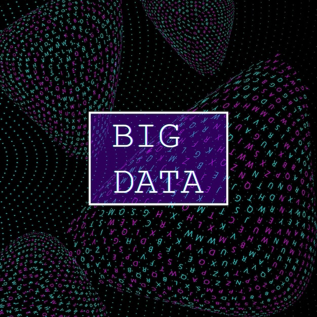 Big data. Visualization network. Futuristic infographics. 3d wave. Abstract colorful neon poster.
