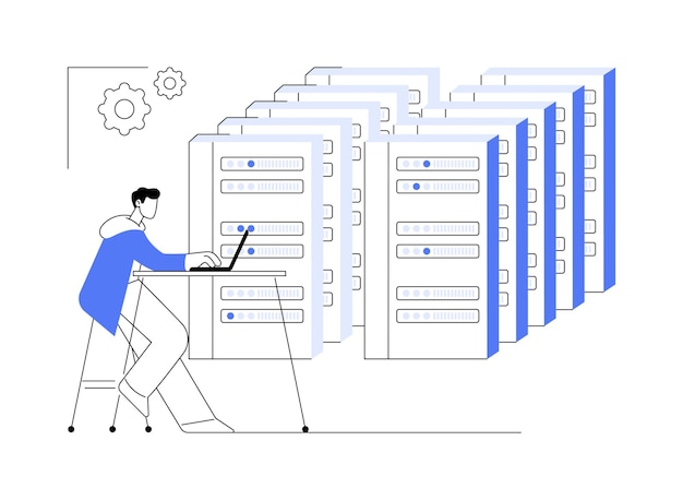 big data warehouse storage isolated cartoon vector illustrations it engineer working in data storage