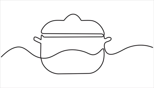 Big pan continuous one line drawing Cooking and kitchen concept